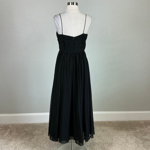 Mac Duggal Black Chiffon Cocktail Dress Size 6 Sleeveless V-Neck Midi A-Line - Picture 6 of 13